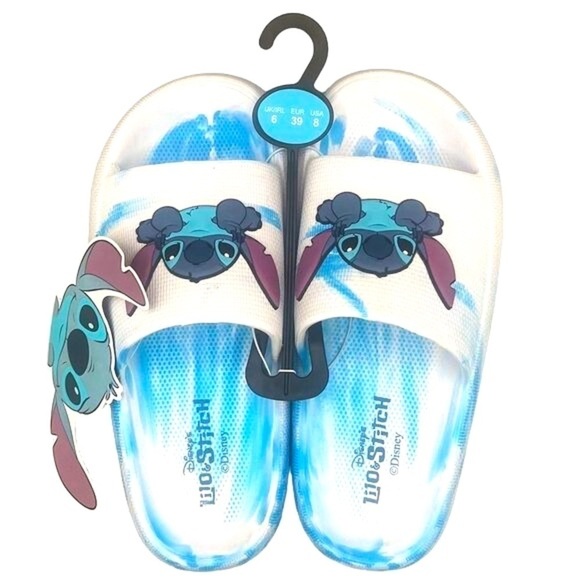 DISNEYLilo & Stitch Blue Tie-Dye Slide Comfort Slippers Women’s Size 8 NEW - Picture 1 of 7